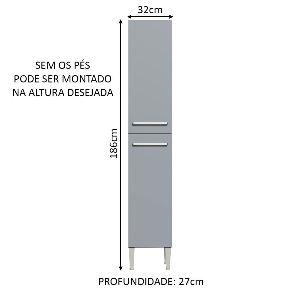 Paneleiro Madesa Emilly 2 Portas Rustic/Cinza