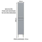 Paneleiro Madesa Emilly 2 Portas Rustic/Cinza