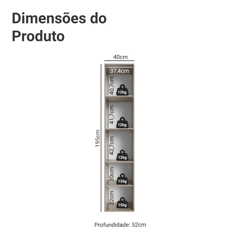 Paneleiro 40 cm 2 Portas Suspenso Crema Nice Madesa