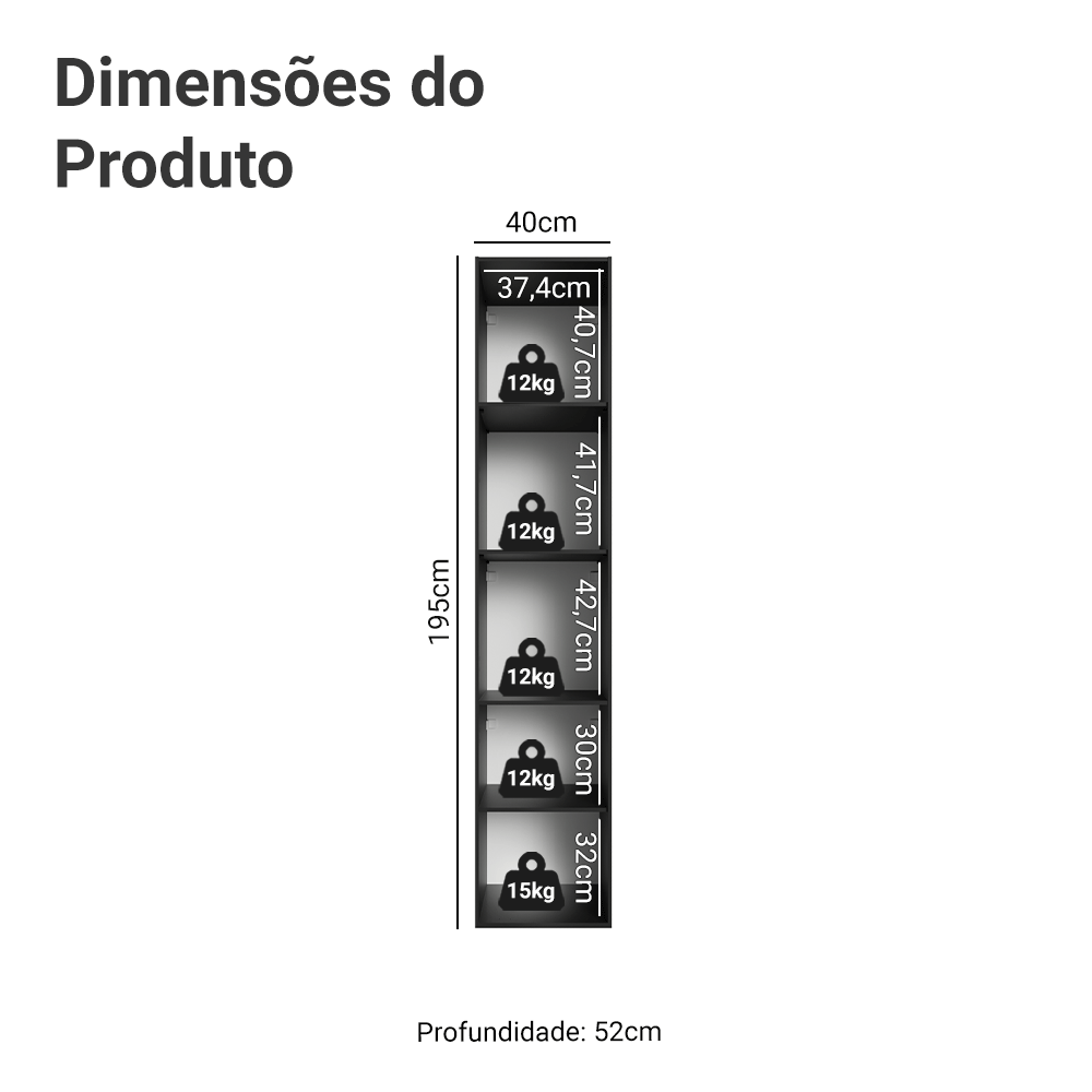 Paneleiro 40 cm 2 Portas Suspenso Preto Nice Madesa