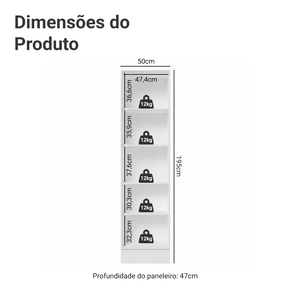 Paneleiro 100% MDF 2 Portas Branco Smart Madesa