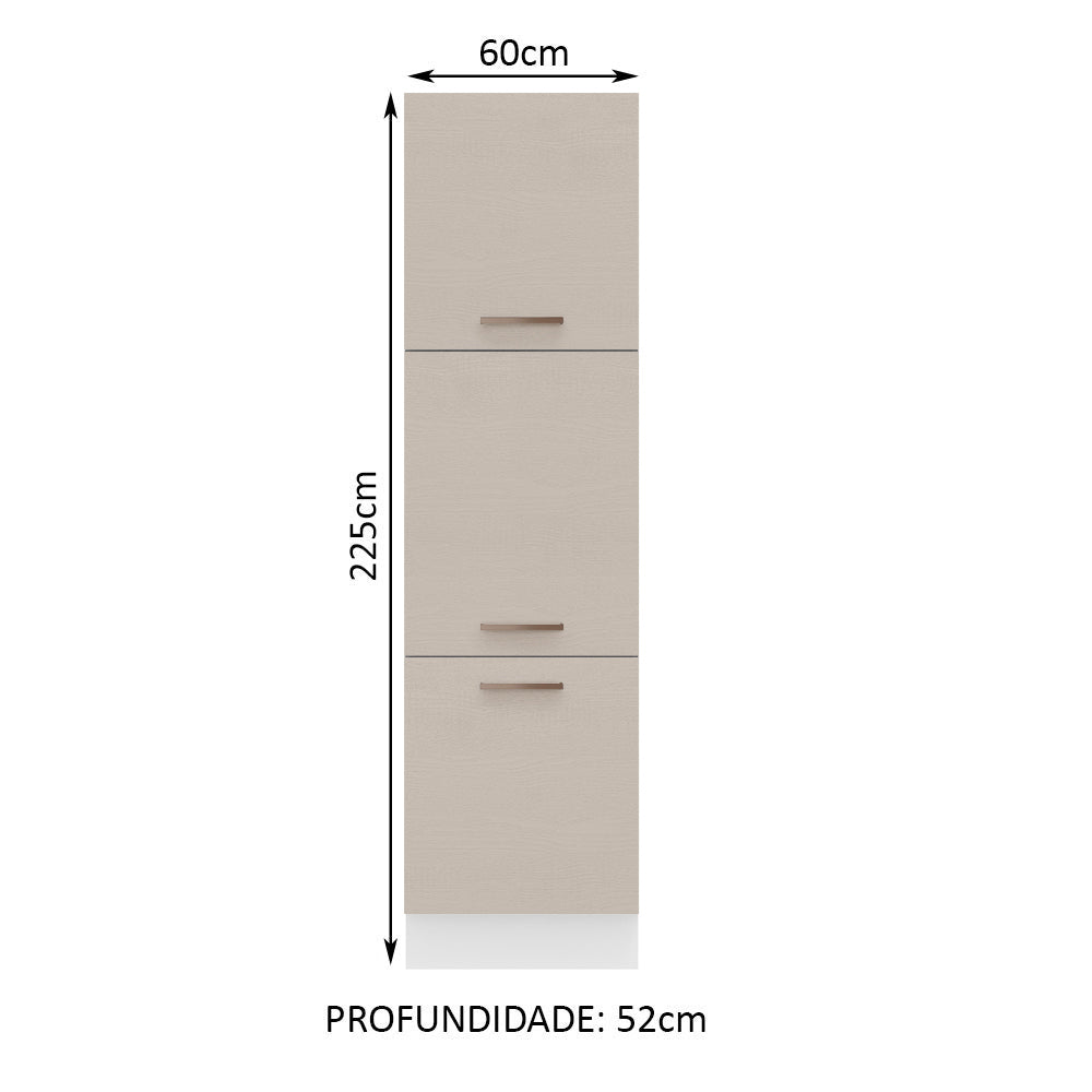 Paneleiro 60 cm 3 Portas Branco/Crema Agata Madesa