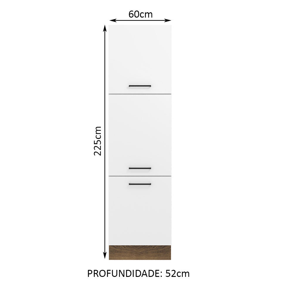 Paneleiro Madesa Agata 60 cm 3 Portas Rustic/Branco