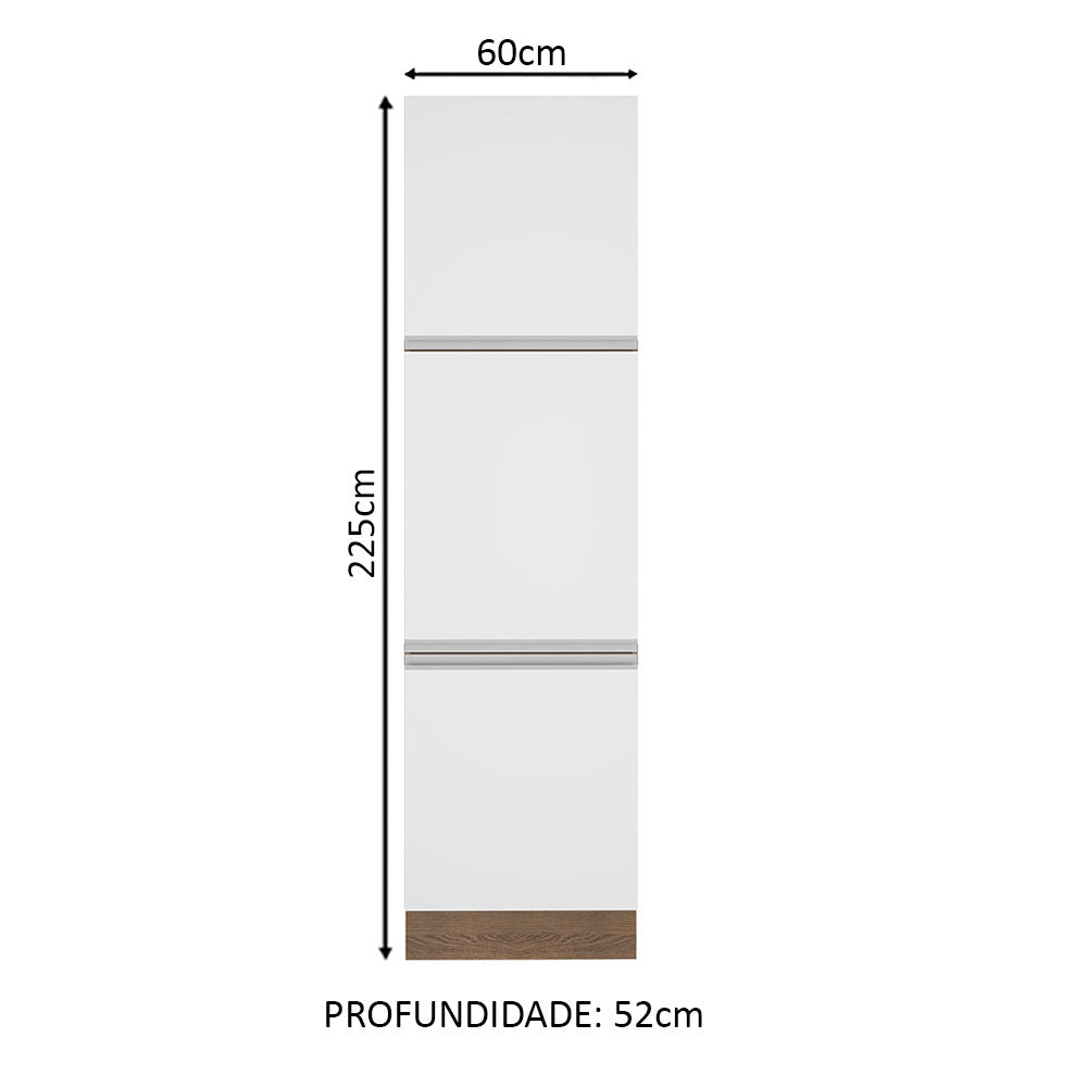 Paneleiro Madesa Glamy 60 cm 3 Portas Rustic/Branco