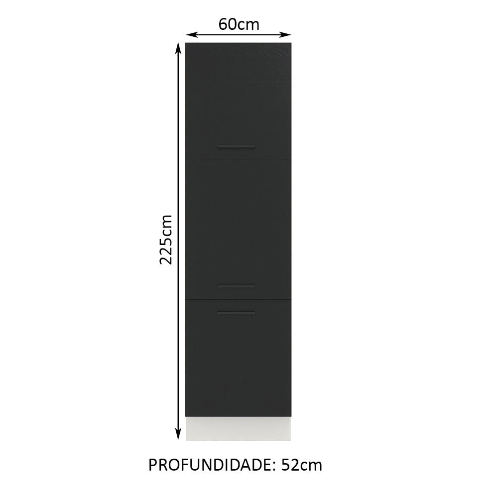 Paneleiro Madesa Agata 60 cm 3 Portas Branco/Preto