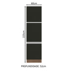 Paneleiro Madesa Glamy 60 cm 3 Portas Rustic/Preto
