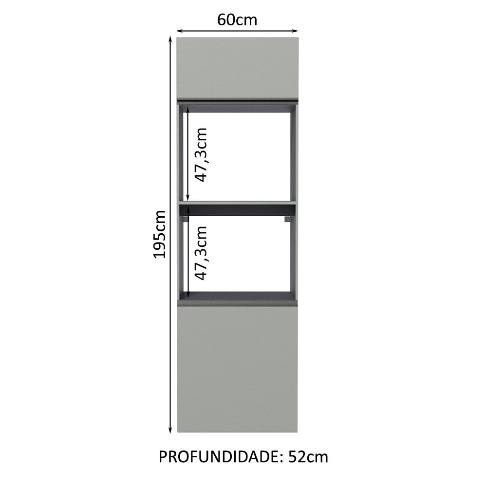Torre Quente 60 cm 2 Portas 2 Nichos Suspensa Cinza Nice Madesa