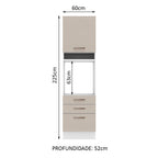 Torre Quente 60 cm 1 Porta 3 Gavetas Branco/Crema Agata Madesa