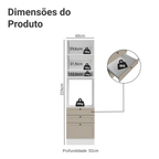 Torre Quente 60 cm 1 Porta 3 Gavetas Branco/Crema Vik Madesa