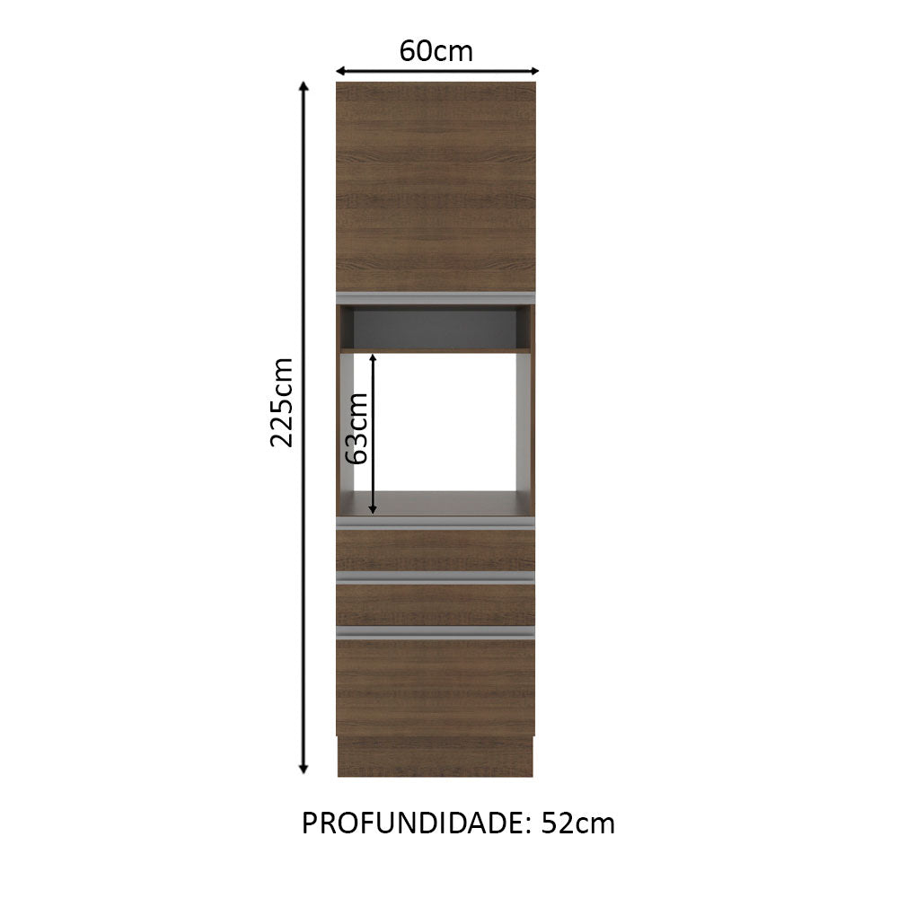 Torre Quente Madesa Glamy 60 cm 1 Porta 3 Gavetas Rustic