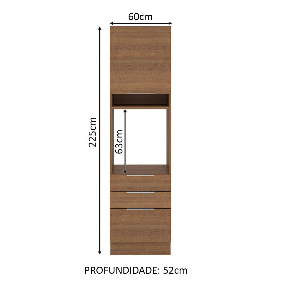 Torre Quente Madesa Stella 60 cm 1 Porta 3 Gavetas Rustic