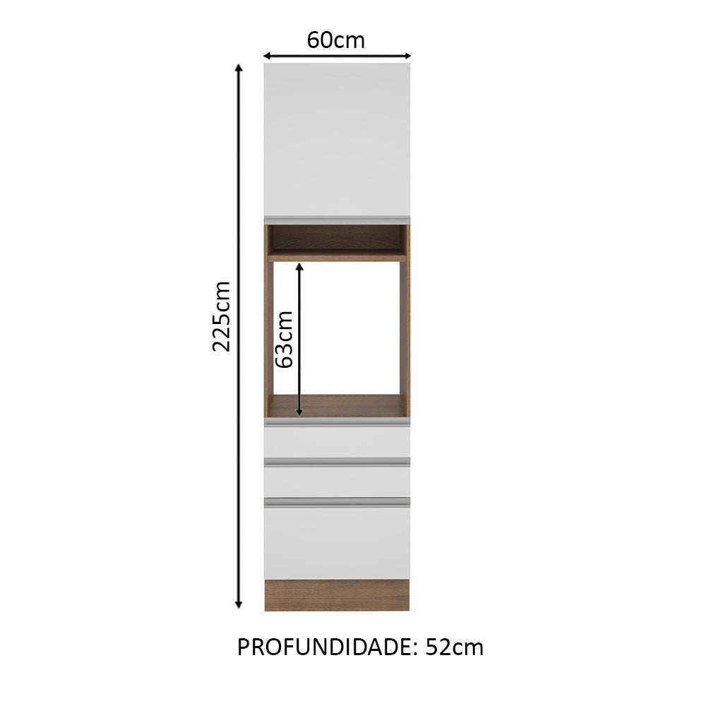 Torre Quente Madesa Glamy 60 cm 1 Porta 3 Gavetas Rustic/Branco