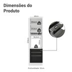 Torre Quente 60 cm 1 Porta e 3 Gavetas Branco/Preto Lux Madesa