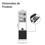 Torre Quente 60 cm 1 Porta 3 Gavetas Branco/Preto Vik Madesa