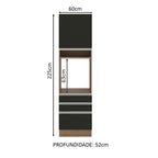 Torre Quente Madesa Glamy 60 cm 1 Porta 3 Gavetas Rustic/Preto