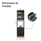 Torre Quente 60 cm 1 Porta e 3 Gavetas Rustic/Preto Lux Madesa