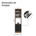Torre Quente 60 cm 1 Porta 3 Gavetas Rustic/Preto Vik Madesa