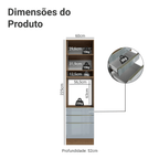 Torre Quente 60 cm 1 Porta e 3 Gavetas Rustic/Cinza Lux Madesa