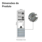 Torre Quente 60 cm 1 Porta e 3 Gavetas Branco/Cinza Lux Madesa