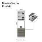 Torre Quente 60 cm 1 Porta 3 Gavetas Branco/Cinza Vik Madesa