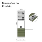Torre Quente 60 cm 1 Porta 3 Gavetas Branco/Verde Vik Madesa