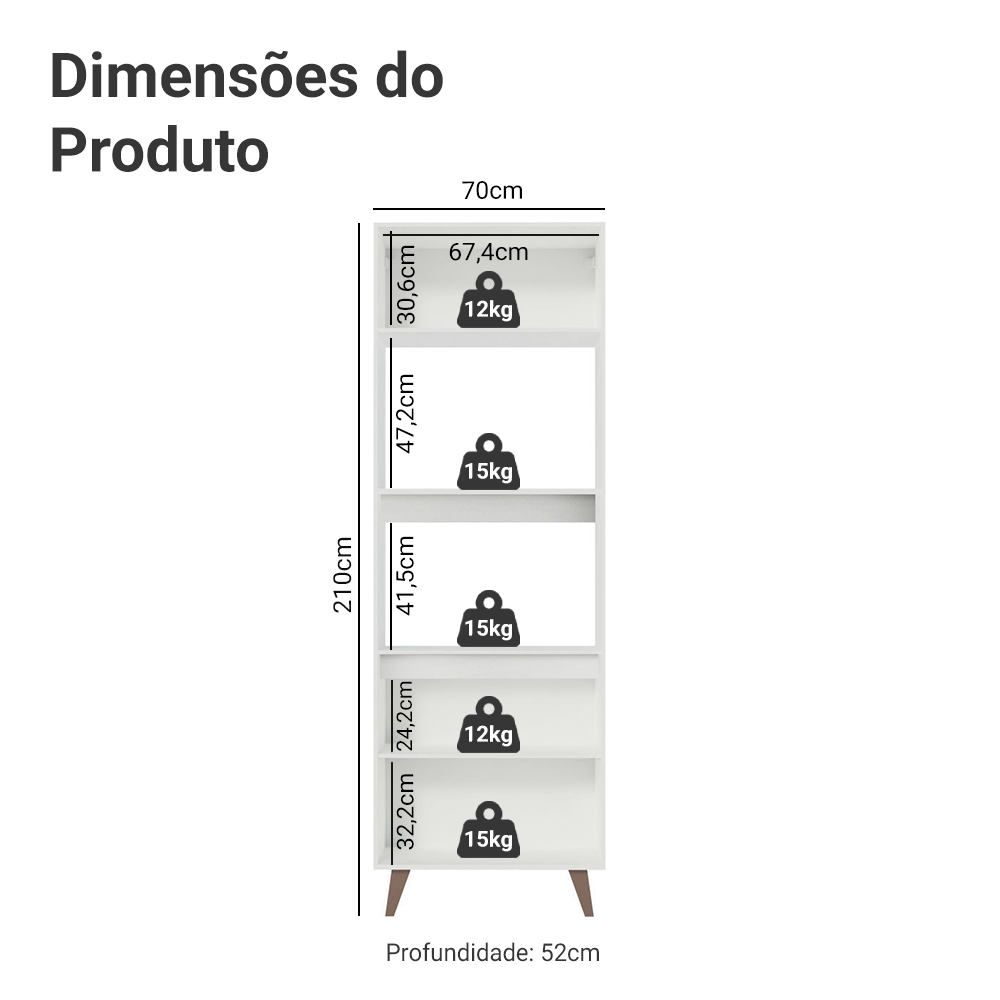 Torre Quente Madesa Reims 70 cm 3 Portas Branco