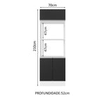 Torre Quente 100% MDF 70 cm para 2 Fornos Branco/Preto Acordes Madesa