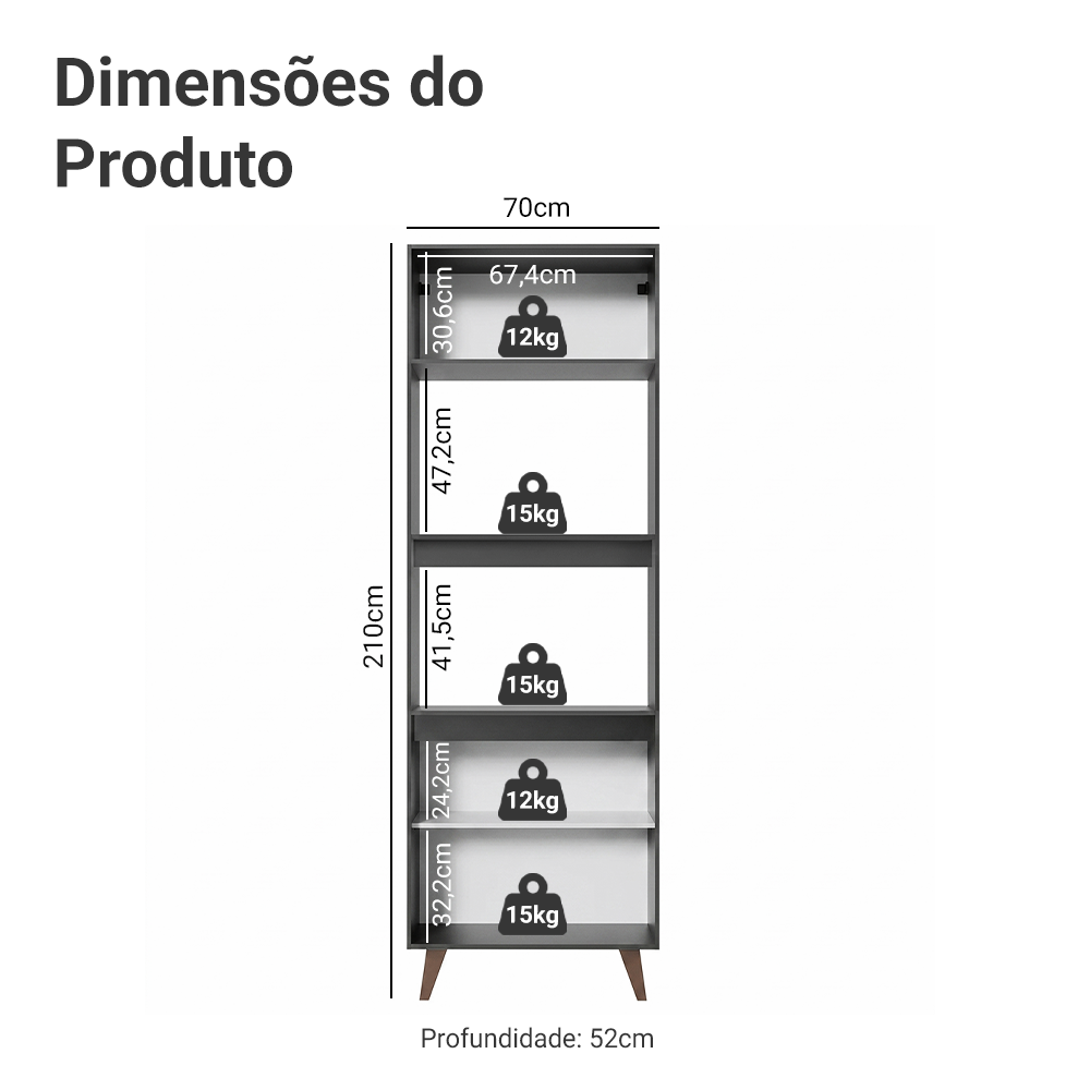 Torre Quente Madesa Reims 70 cm 3 Portas Preto