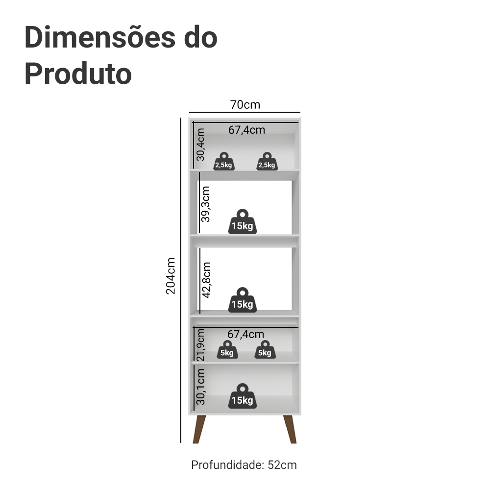 Torre Quente com 3 Portas 70 cm Branco Pieta Madesa
