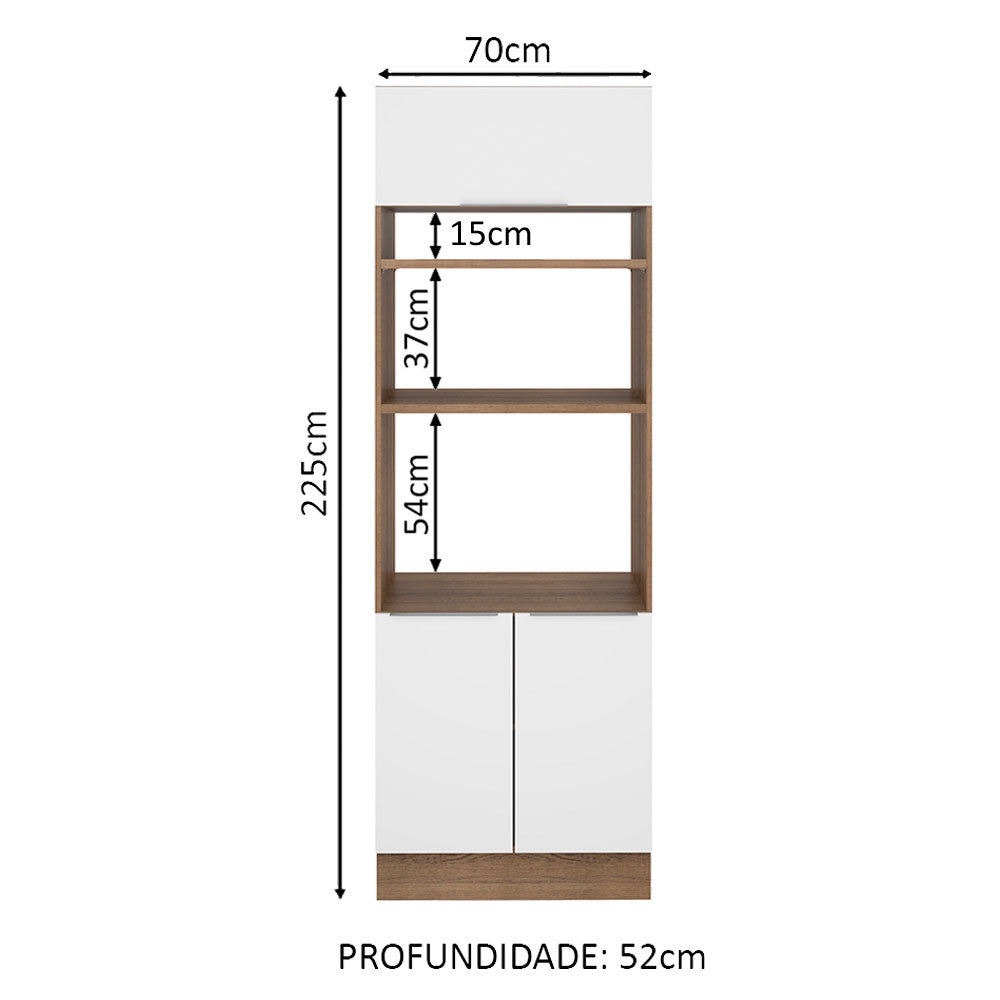 Torre Quente Madesa Stella 70 cm 3 Portas Rustic/Branco