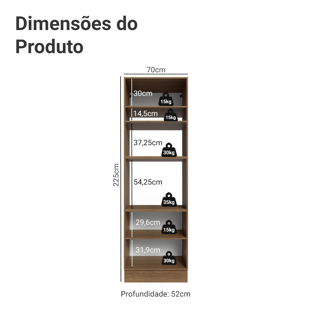 Torre Quente 70 cm 3 Portas Rustic/Crema Vik Madesa