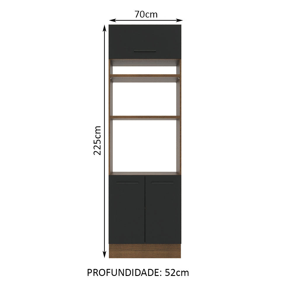 Torre Quente Madesa Agata 70 cm 3 Portas Rustic/Preto