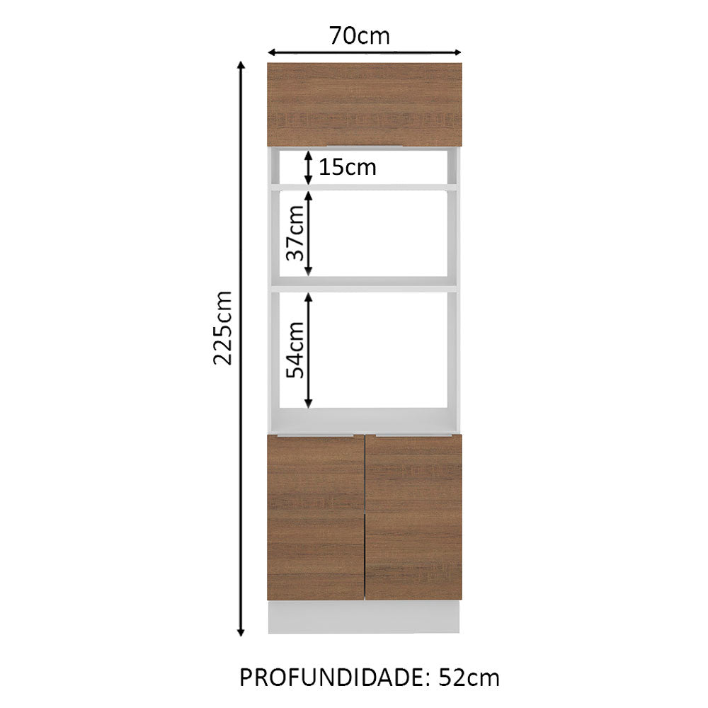 Torre Quente Madesa Stella 70 cm 3 Portas Branco/Rustic