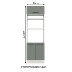 Torre Quente Madesa Agata 70 cm 3 Portas Branco/Cinza