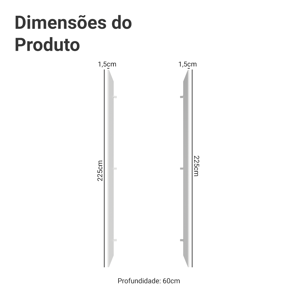 Painel Fechamento Lateral para Cozinha 225 x 60cm Branco Madesa
