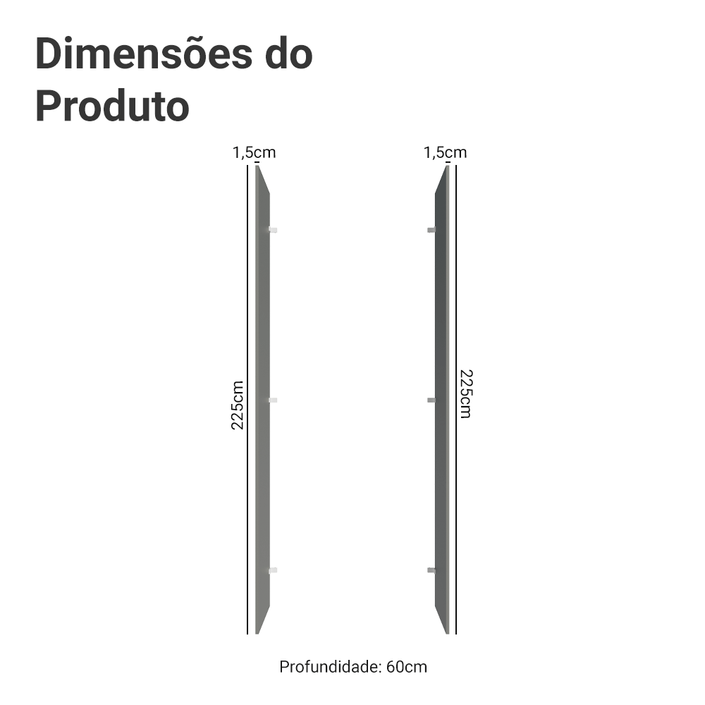 Painel Fechamento Lateral para Cozinha 225 x 60cm Cinza Madesa