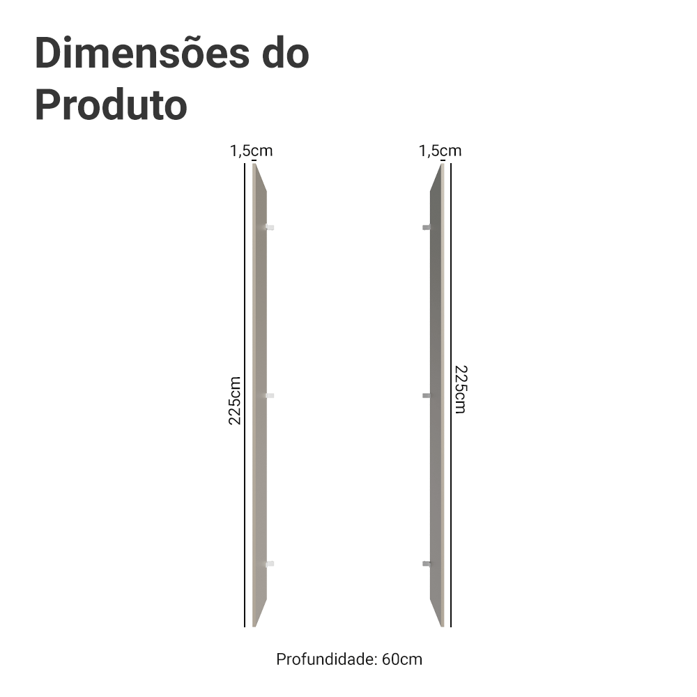Painel Fechamento Lateral para Cozinha 225 x 60cm Crema Madesa