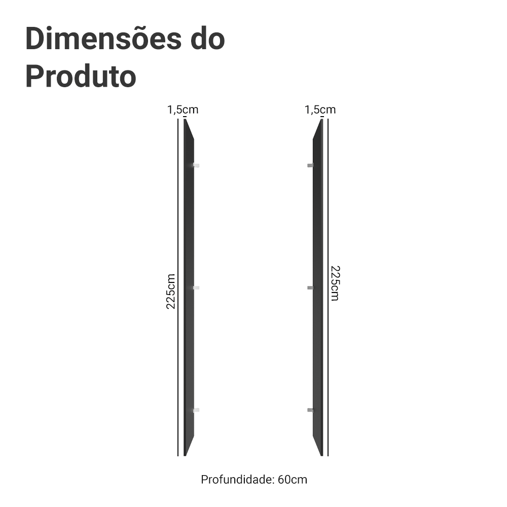 Painel Fechamento Lateral para Cozinha 225 x 60cm Preto Madesa