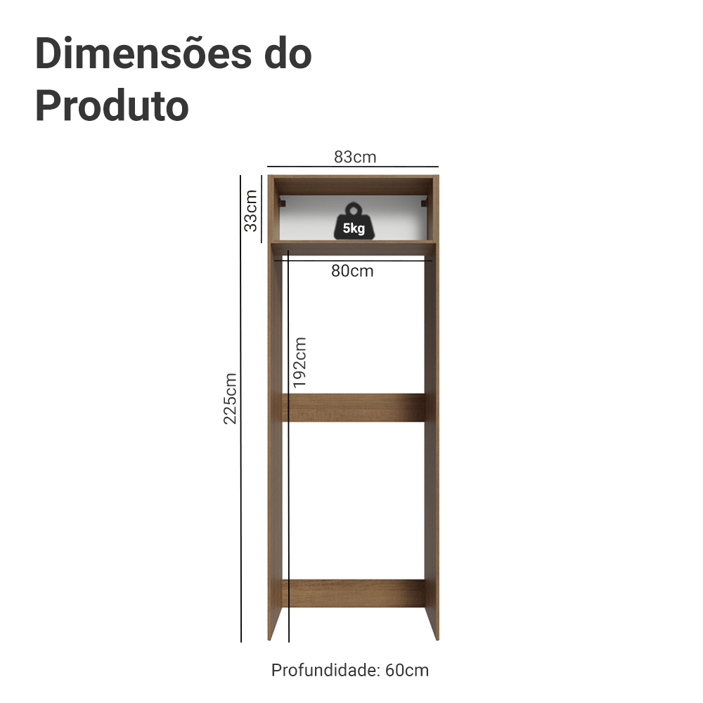 Porta-Geladeira 1 Porta Basculante Rustic/Branco Vik Madesa