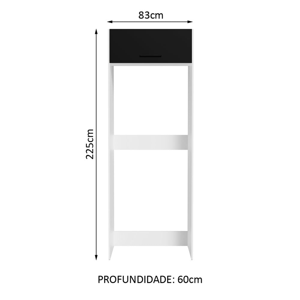 Porta-Geladeira Madesa Agata 1 Porta Basculante Branco/Preto