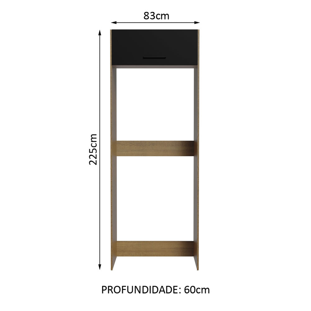 Porta-Geladeira Madesa Agata 1 Porta Basculante Rustic/Preto