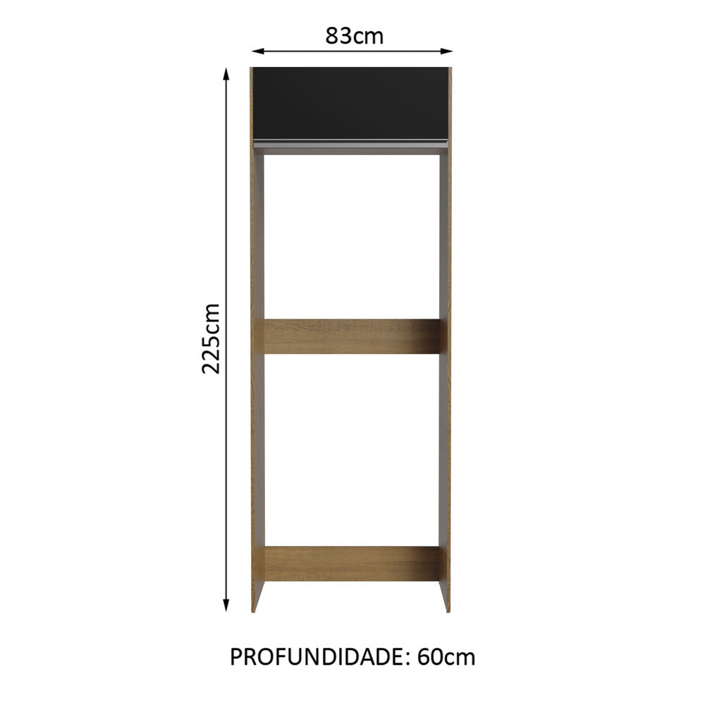 Porta-Geladeira Madesa Glamy 1 Porta Basculante Rustic/Preto