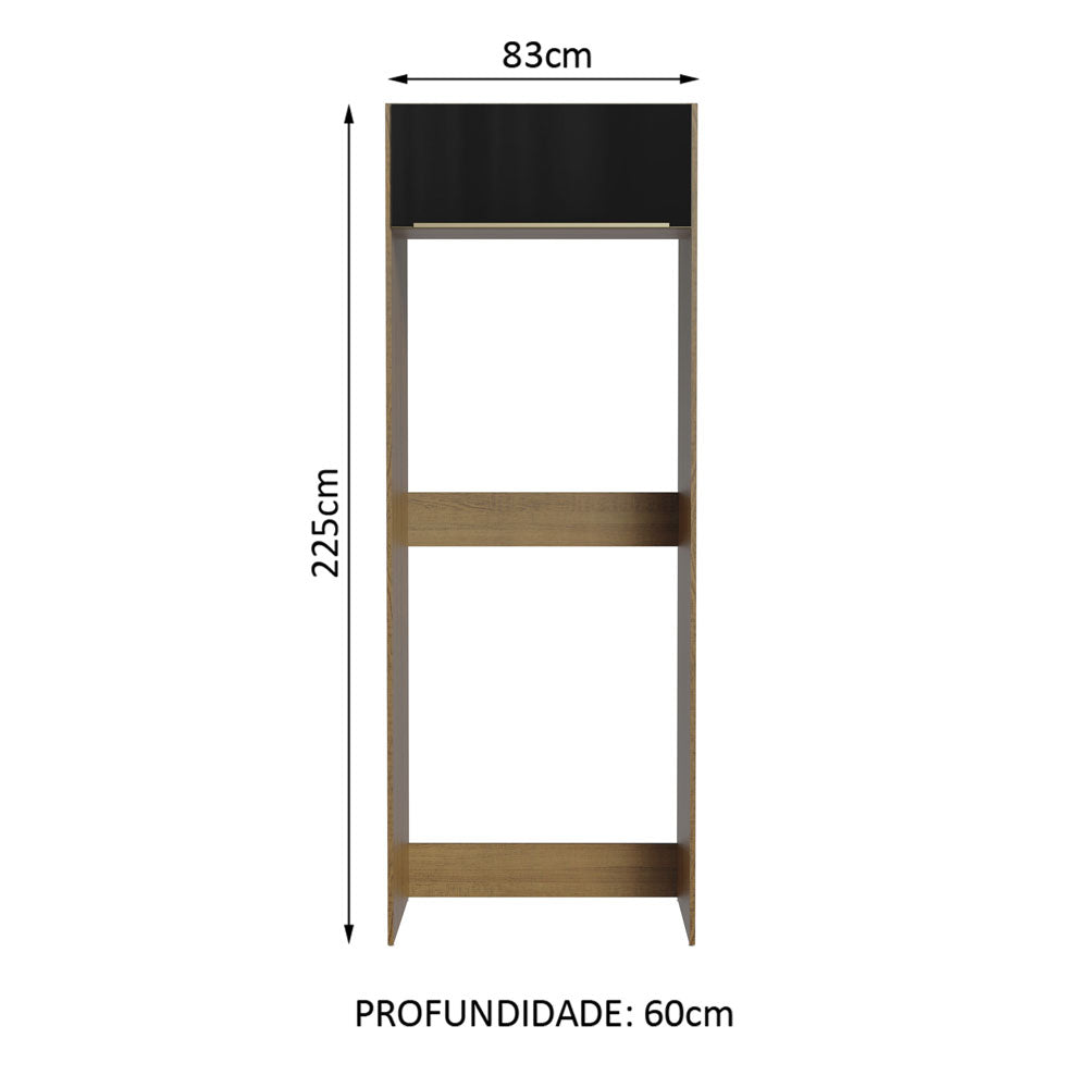 Porta-Geladeira Madesa Lux 1 Porta Basculante Rustic/Preto