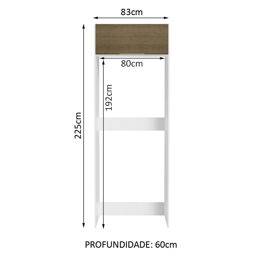 Porta-Geladeira Madesa Stella 1 Porta Basculante Branco/Rustic