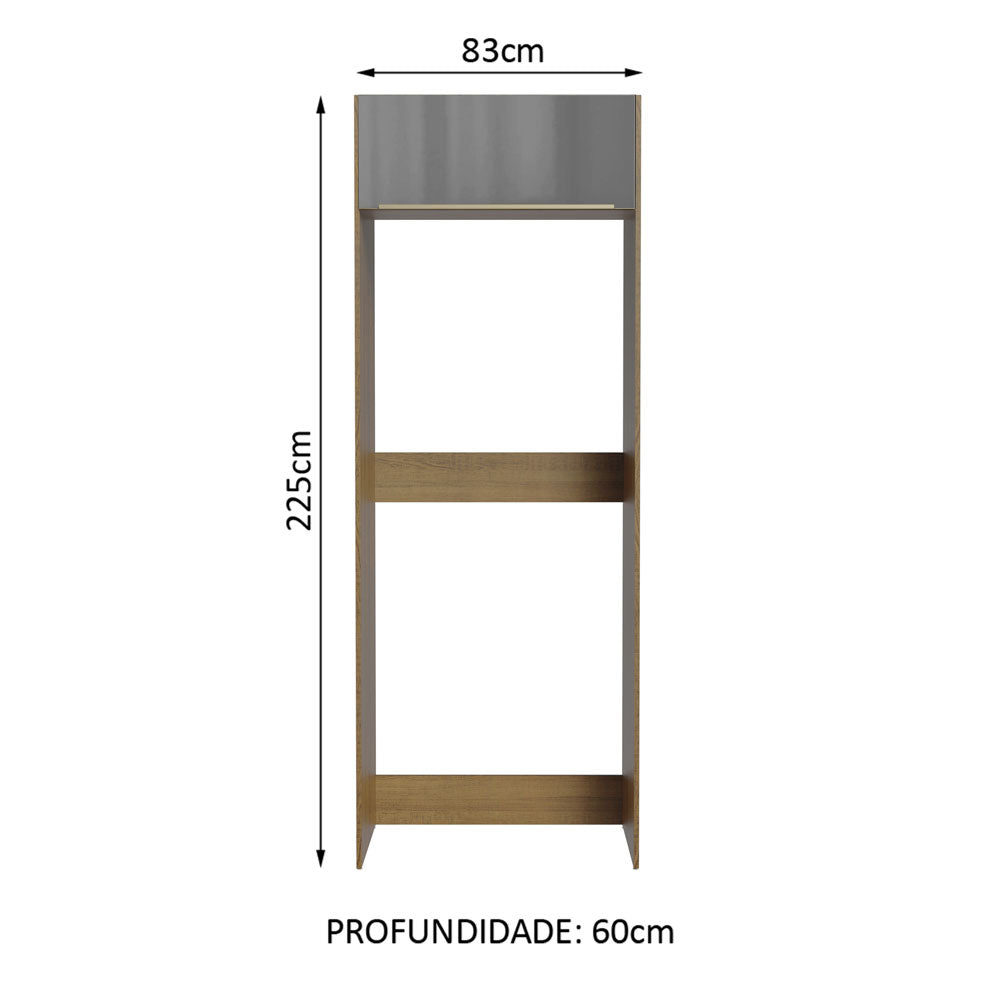 Porta-Geladeira Madesa Lux 1 Porta Basculante Rustic/Cinza