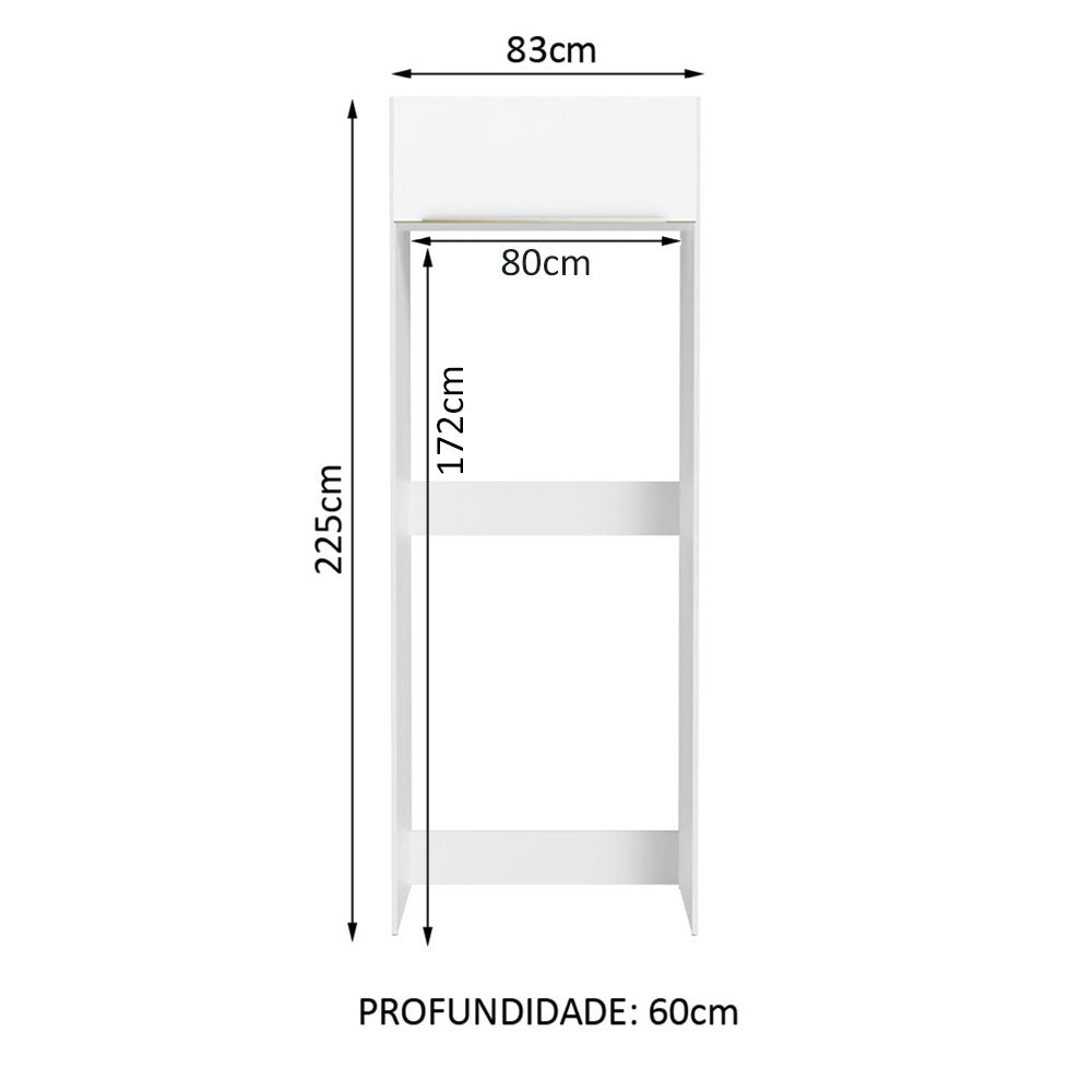 Porta-Geladeira Madesa Lux 1 Porta Basculante Branco/Branco Veludo