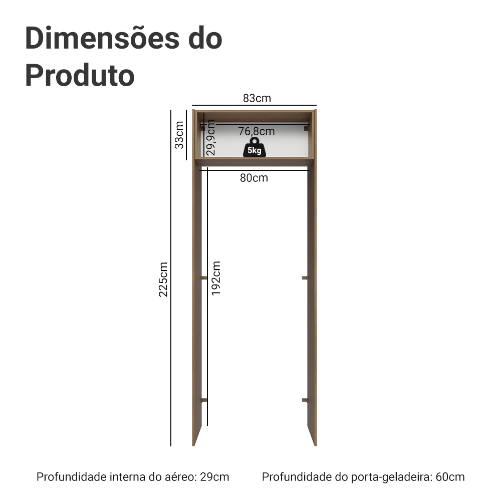 Porta-Geladeira 83 cm 1 Porta Basculante Rustic/Azul Vik Madesa