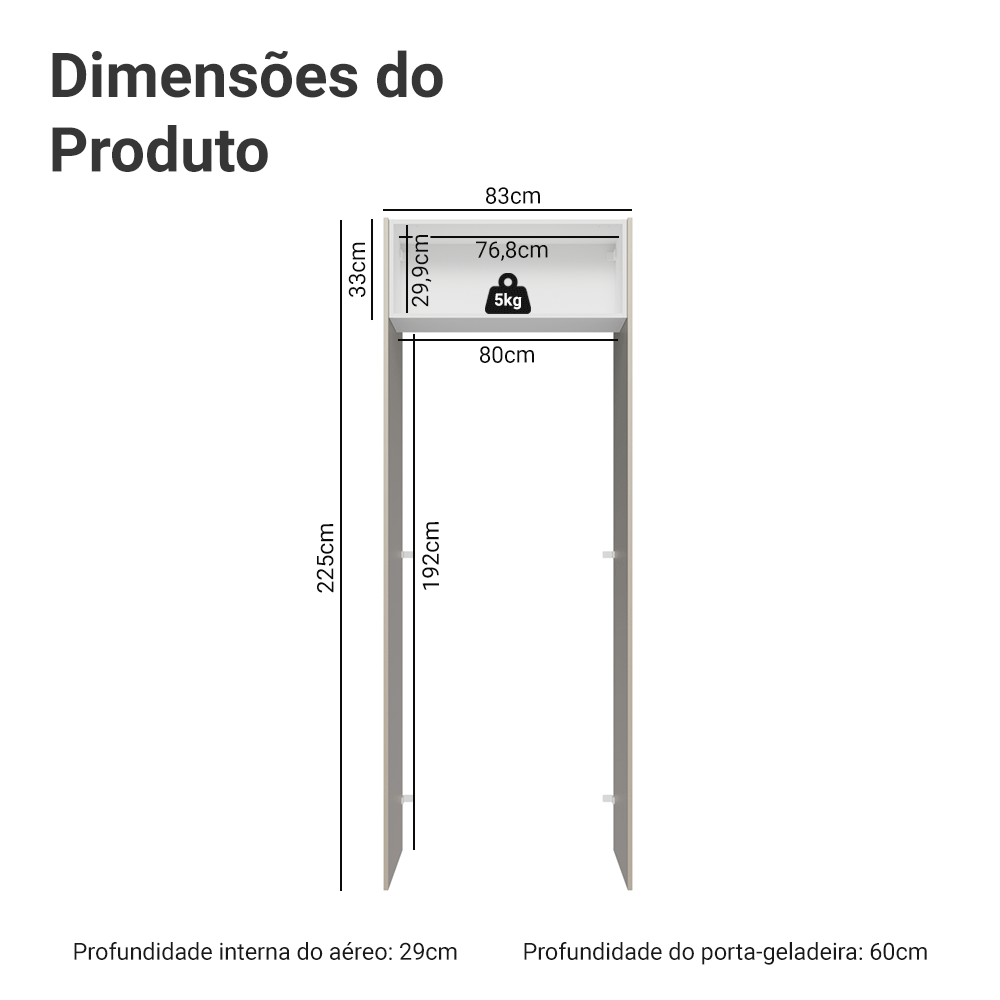 Porta-Geladeira 83 cm 1 Porta Basculante Crema/Branco/Crema Vik Madesa