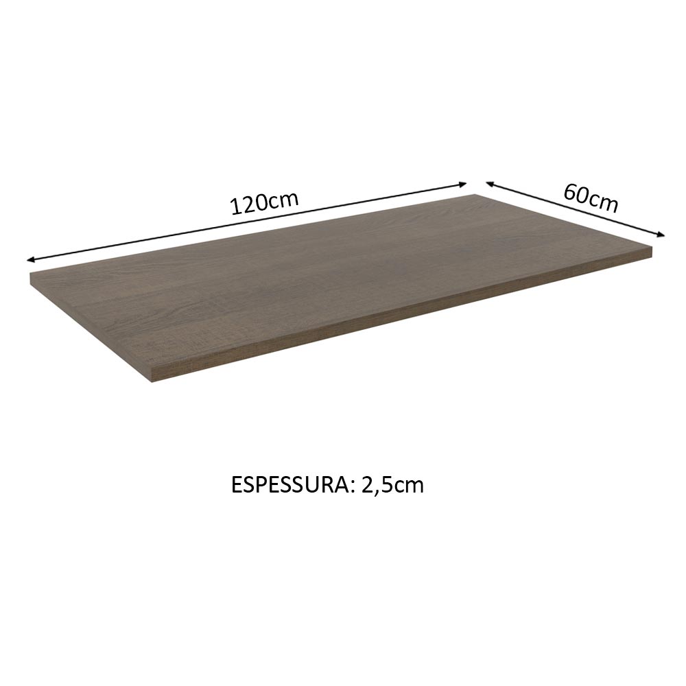 Tampo para Balcão de Pia de 120 x 60 cm para Cozinhas Madesa Glamy, Lux e Stella Rustic
