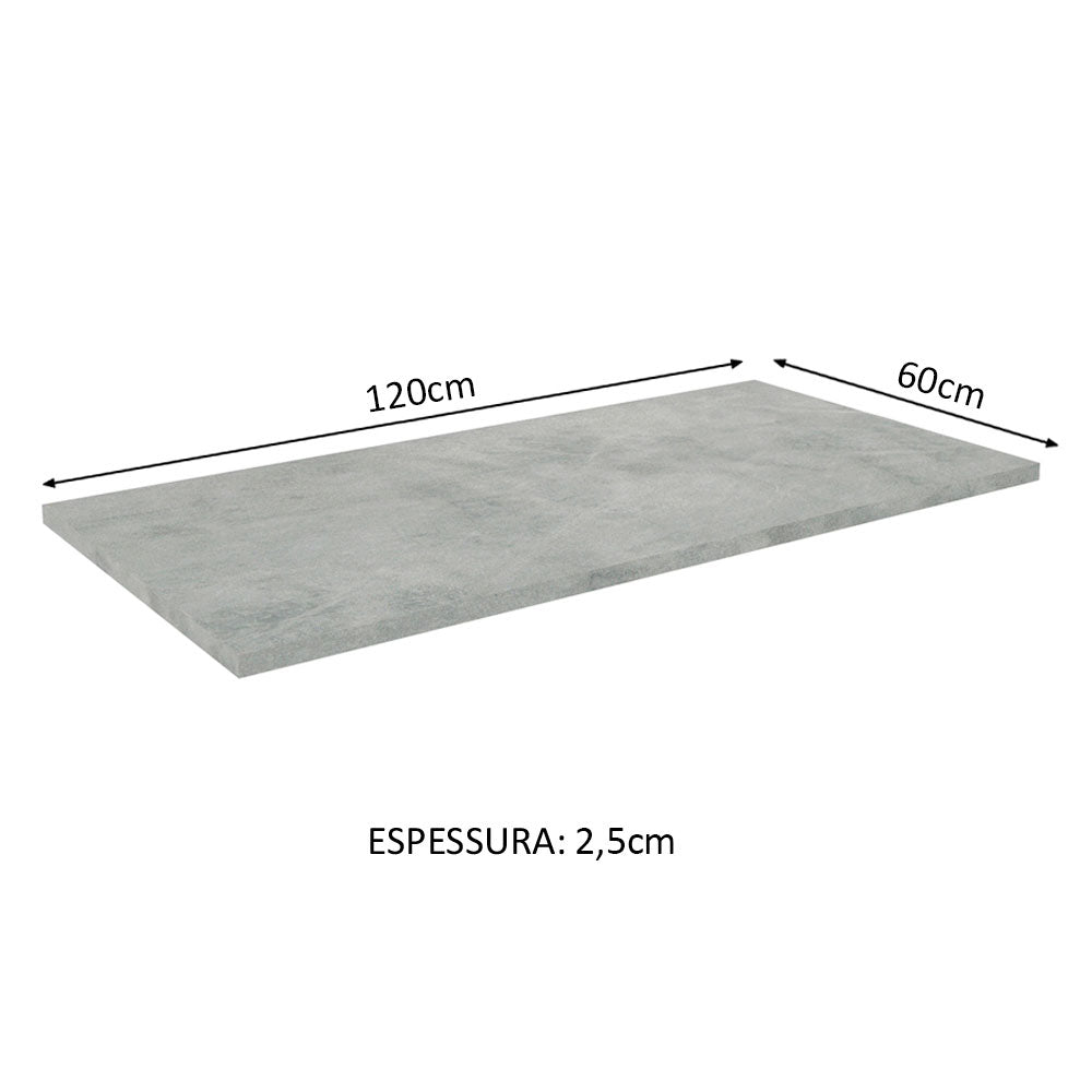 Tampo para Balcão de Pia de 120 x 60 cm para Cozinhas Madesa Glamy, Lux e Stella Mood